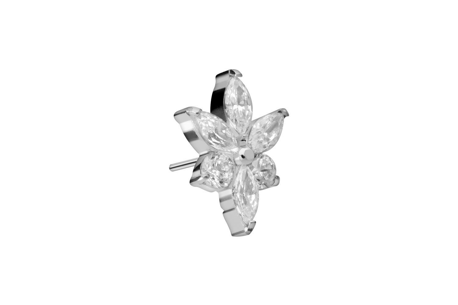 Titan Aufsatz mit Push Pin KRISTALLBLUME von Piercingline